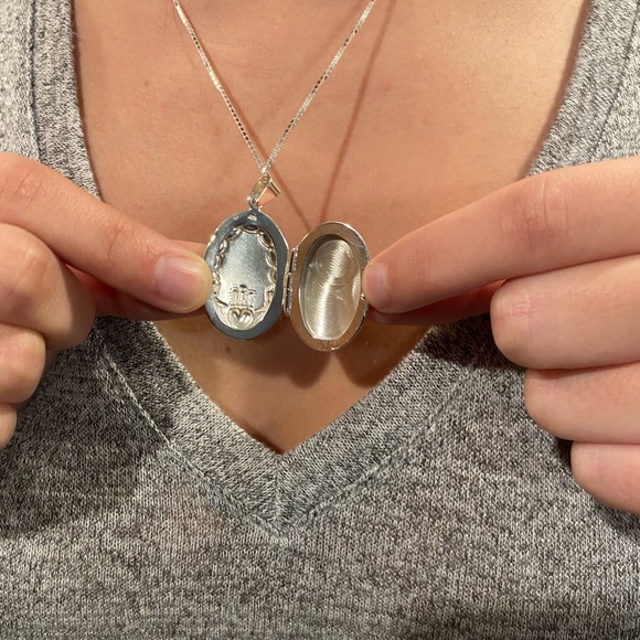 .925 Sterling Silver Claddagh Design Locket Necklace - Picture 17 of 17